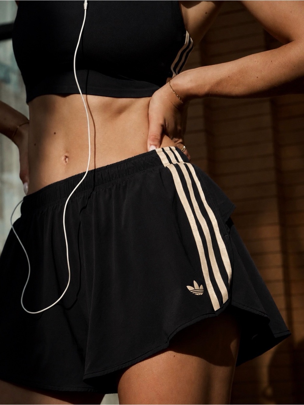 Adidas Women’s Black Athletic Shorts with white Stripes